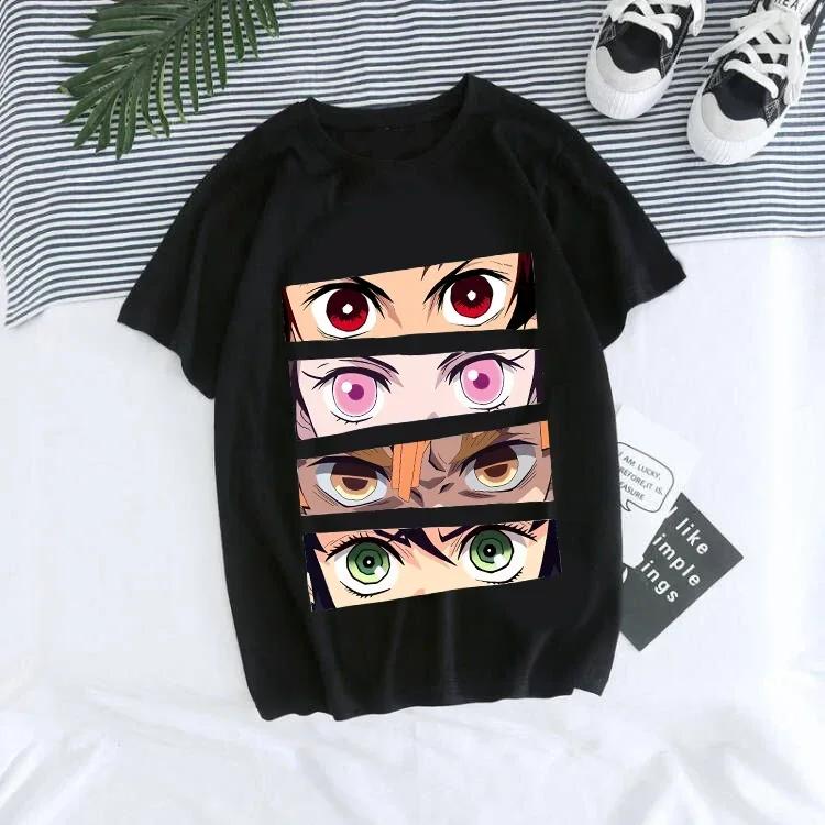 Dámske tričko Kaus Grafis Anime Demon Slayer Uniseks Tanjirou Kamado Kaus Wanita Kimetsu No Yaiba Nezuko Kaus Wanita