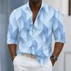 Men's Geometric Pattern Printed Long Sleeve Shirts Casual Cardigan New Button Holiday Fashion Shirts