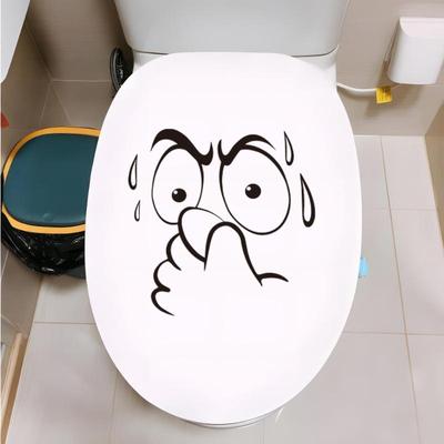 Funny Toilet Lid Sticker - Self-Adhesive Bathroom Decor With Expressive Face,No Residue Removable Toilet Cover, For Decor