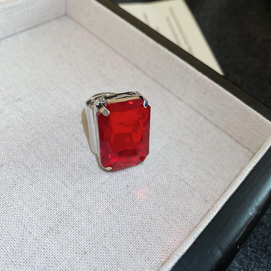 Ретро Квадратное Открытое Кольцо со Стразами - Винтажное Высококлассное Модное Заявление Ювелирное Изделие для Женщин