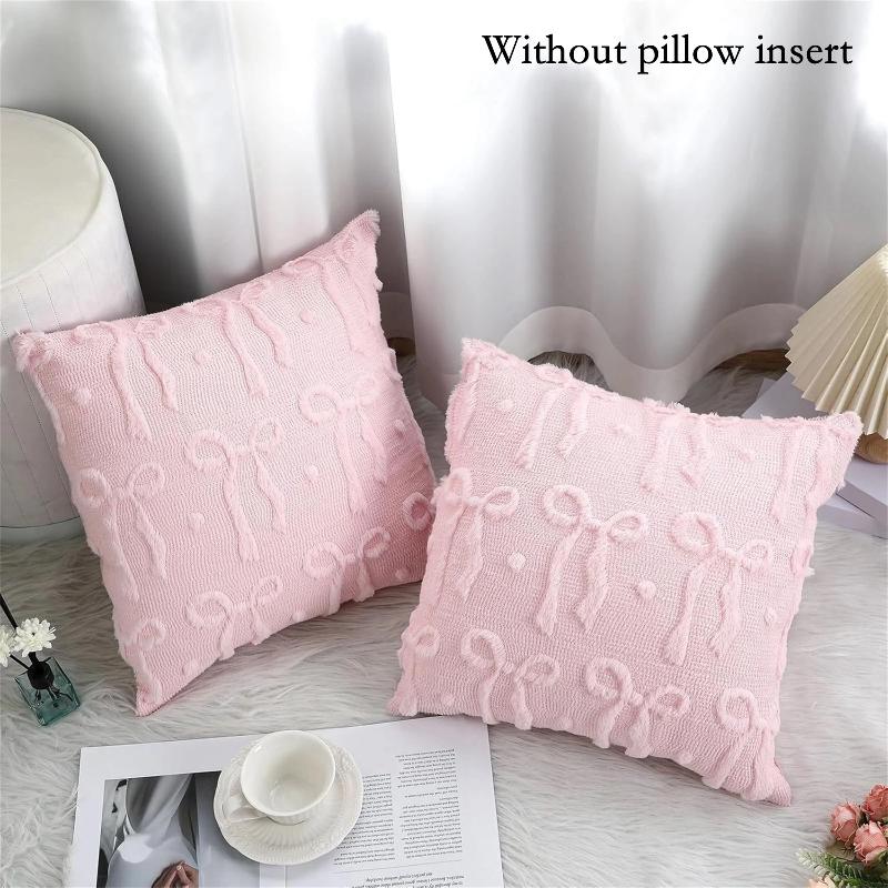 

Bowknot Pillow Cover Multipurpose Sofa Office Chair Back Decoration Easter Cushion Cover Zipper Easy To Clean розовый