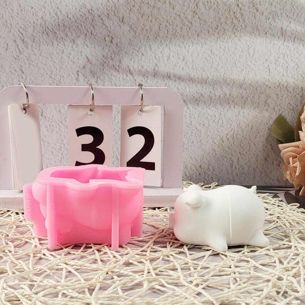 Piggy Statue Silicone Candle Molds for Epoxy Resin Home Decoration Animal Figurine Silicone Molds Soap Making Molds