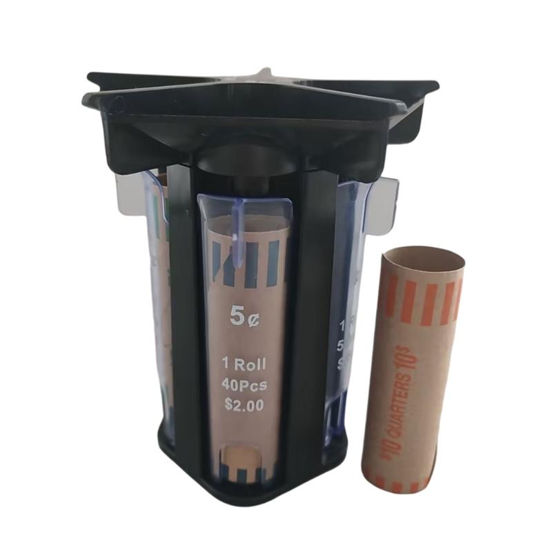 Coin Counting Machine Rolling Coin Counter Coin Holder Counter Machine with 5in1 Coin Sorters Tube Wrapper Holder X3UC