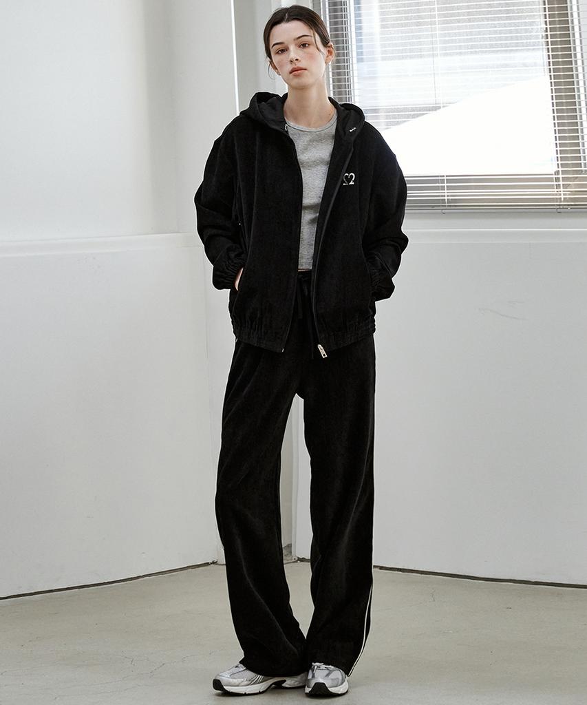 MALOUPE 2170 Velvet Elastic Waist Pants (Black)