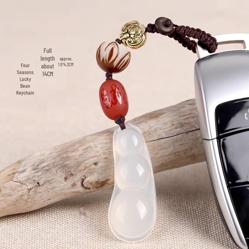 Chalcedony Pixiu Wealth Keychain & Agate Peace Buckle Pendant