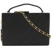 Vanity Bag/case Bag Shoulder Bag Matelasse Vintage Black Leather Women Used