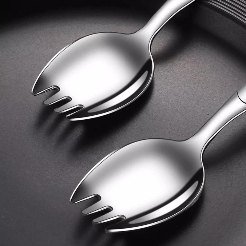 Stainless Steel Fork Household Spoon and Fork Integrated Two-in-one Dual-purpose Pasta Salad Spoon Household Tableware