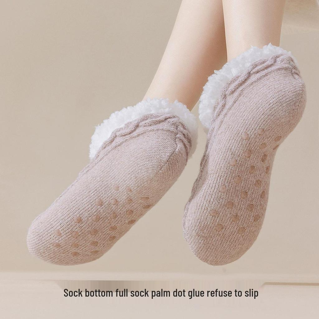 Șosete groase din lână de miel pentru femei, antiderapante, pentru căldură iarna, acasă, în perioada de lăuzie, toamnă și somn.
