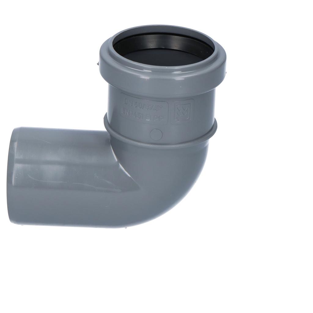 PP-HT 50/90 sanitary elbow, for internal sewage, ash color, Onn