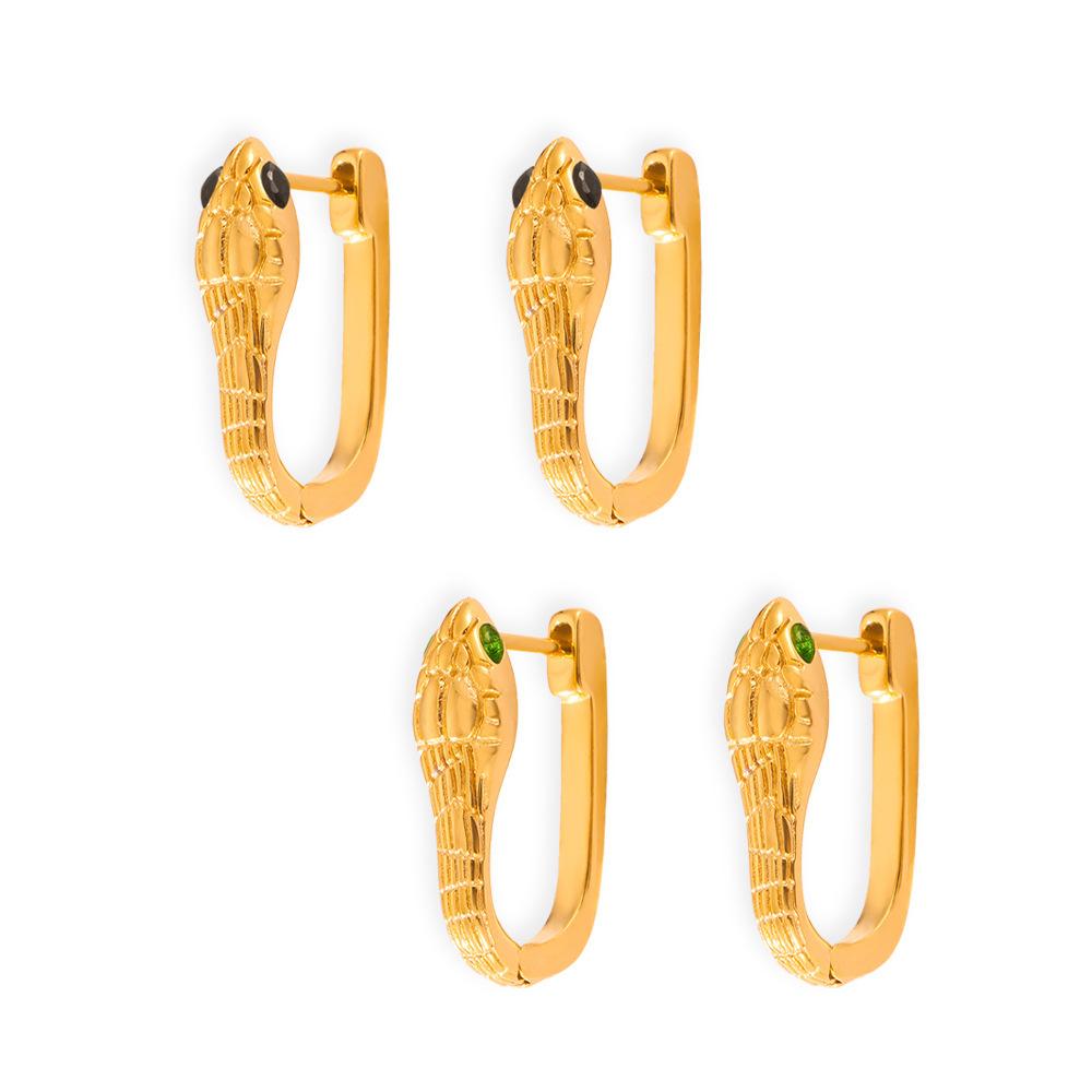 Niche Design Snake Earrings Fashion Personality Titanium Steel Gold-Plated Diamond Earrings Same Earrings