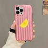 Laser Phone Case For iPhone 16 Pro Max 15 14 Plus Pro Max 11 12 13 Mini Pro Max Cover Red Striped Lemon Pattern Shockproof Shell
