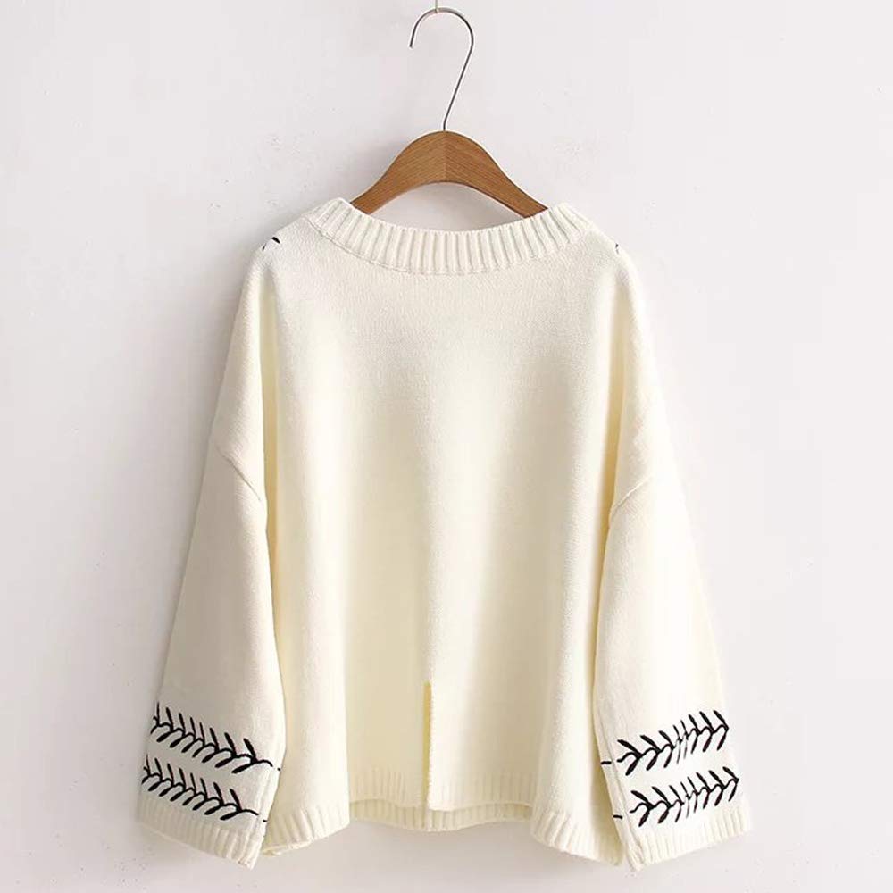 Suéter Feminino S-Lifeeling Fofo de Manga Comprida Estilo Garota da Floresta Solto Quente de Lã de Ovelha Gola Redonda Comprimento Longo, Estilo, Outono/Inverno, Ajuste, Estampado, Macio, Algodão, Gola,