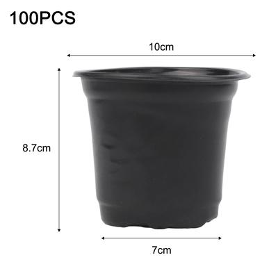 Bulk Set of 100 Black Plastic Flower Pots for Gardening Effective for Succulents and Small Plant Transplanting