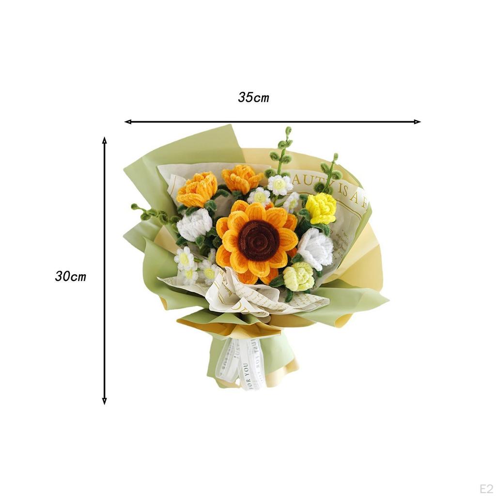 Crochet Flower Bouquet, DIY Simulation, Material Packaging Artificial Flowers,