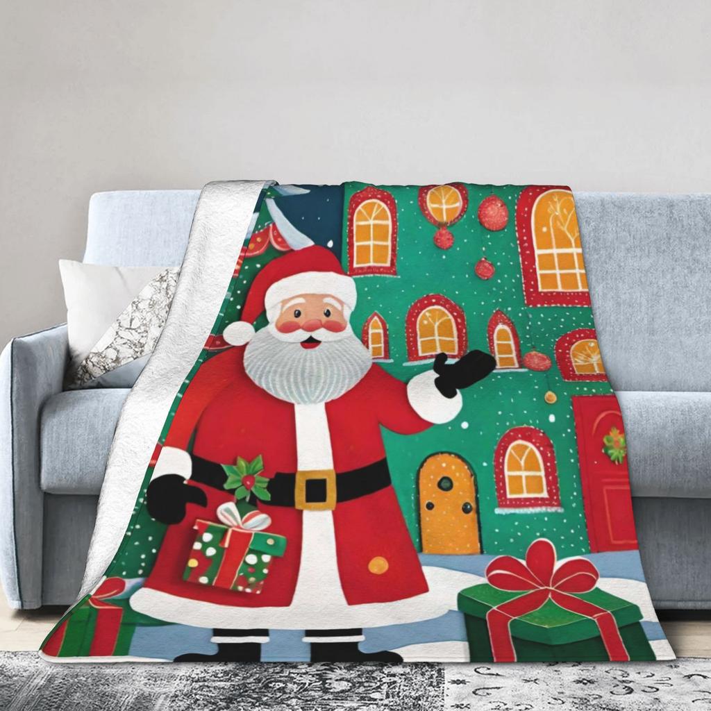 Christmas Santa Claus Super Warm Blanket  Child Plush Bedding Throws Comfortable Home Decor Flannel Bedspread Sofa Bed Cover