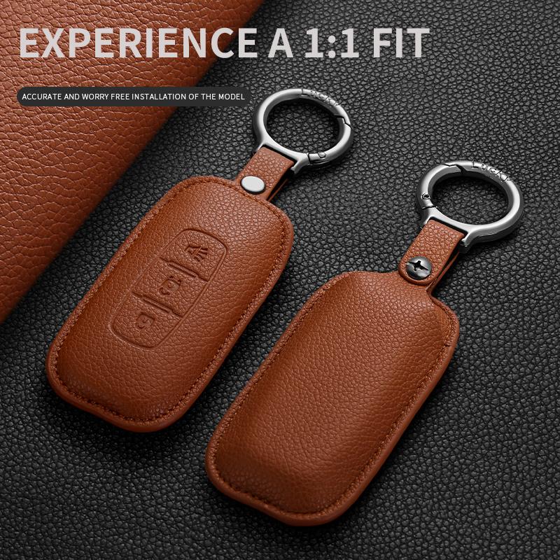 Leather Car Key Case Cover Shell For Nissan Teana Qashqai X-Trail Kicks Tiida Car Remote Key Shell Protecter Keyring Accessories