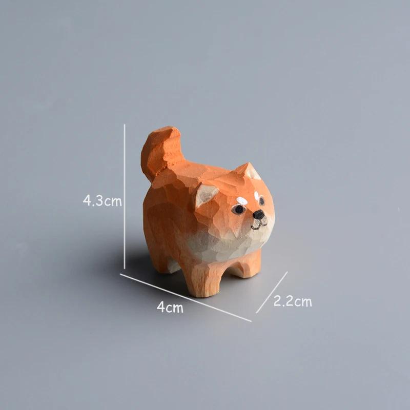 

Shiba Inu Husky Dog Cat Keychain Keyring Clip Charm Accessories Miniature Carved Wood Figurine without keyring