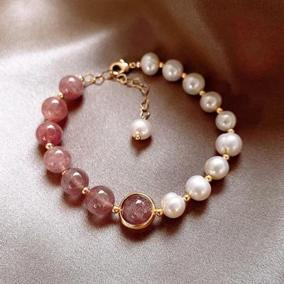 Schlichtes Damenarmband, natürliches Perlenarmband
