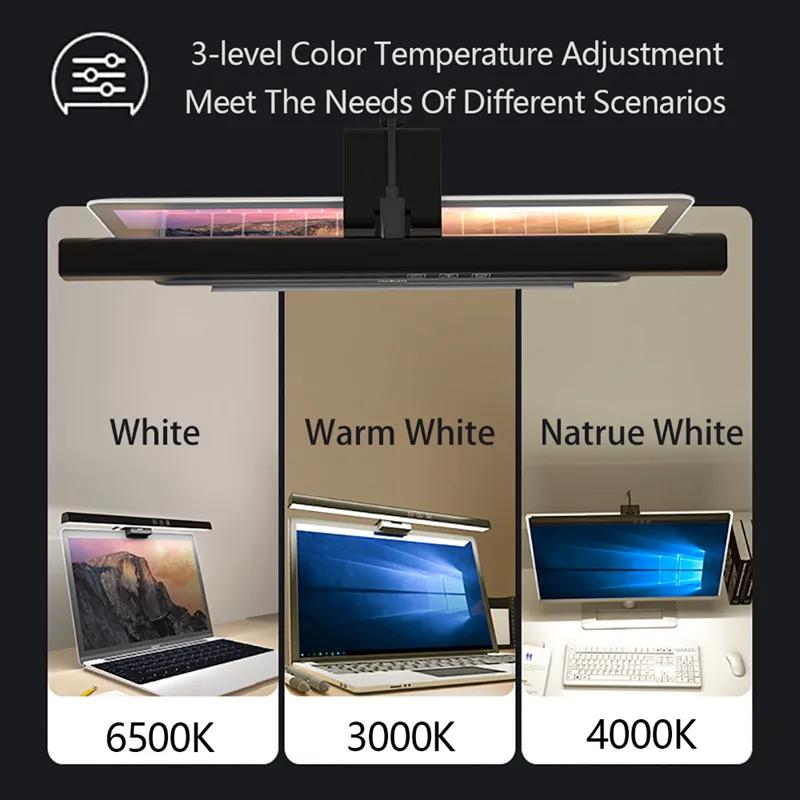Eye-Care Desk Lamp 30cm LED Computer PC Monitor Screen Light Bar Stepless Dimming Reading USB Powered Hanging Table Lamp