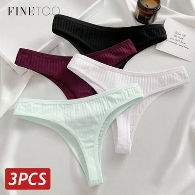 3 bucăți/set tanga de bumbac pentru femei chiloți sexy cu șnur lenjerie de corp cu talie joasă pentru femei, lenjerie moale, respirabilă, chiloți de culoare solidă