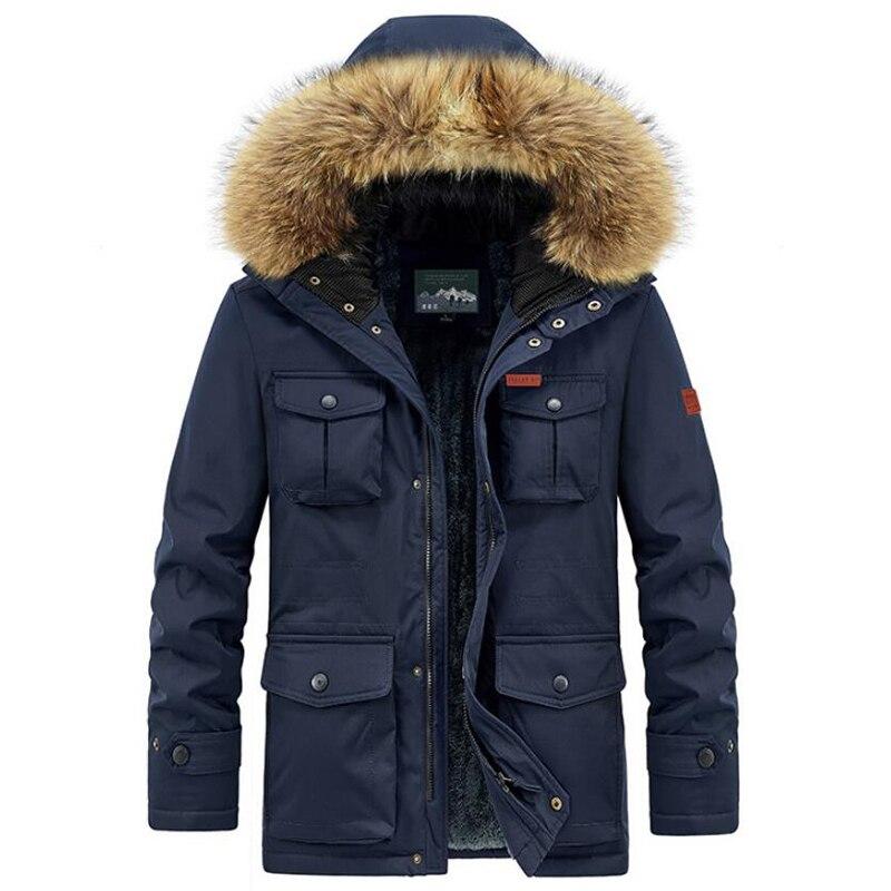 Plus Size 8xl Winter Jacket Men Warm Thick Fleece Parkas Windbreaker Military Hooded Fur Collar Overcoat Men Clothing