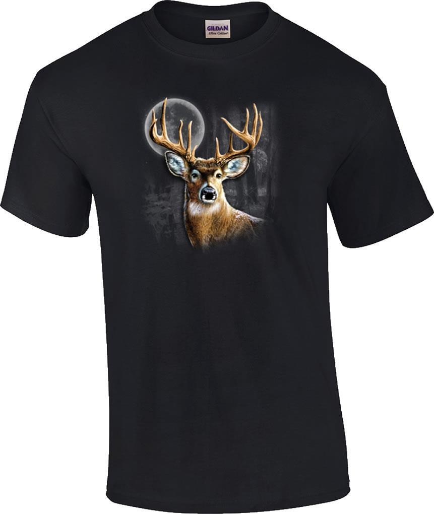 Whitetail Wilderness Deer Hunting Hunter Mountains Moon T-Shirt L