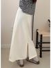 Korean High-Waisted Drawstring Midi Skirt for Women, Early Spring Casual Slimming Fit