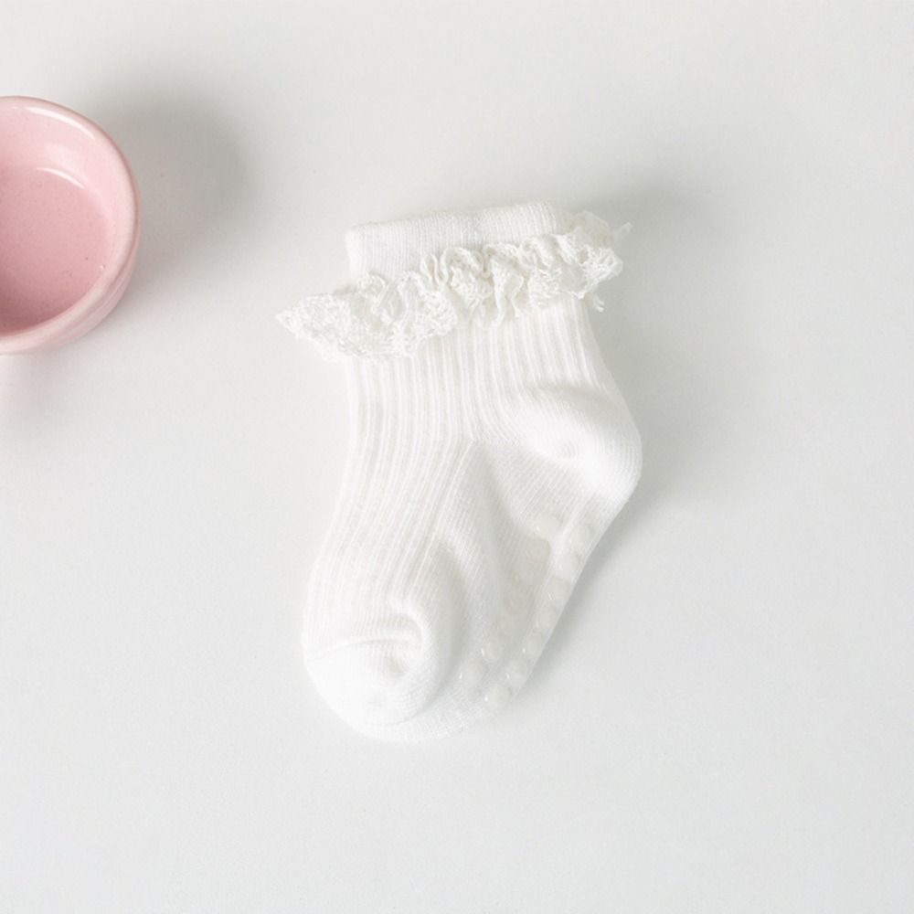 5Pairs Lace Kids Tube Sock Non-slip Toddle Walking Socks Sweet Baby Ruffle Socks  Princess