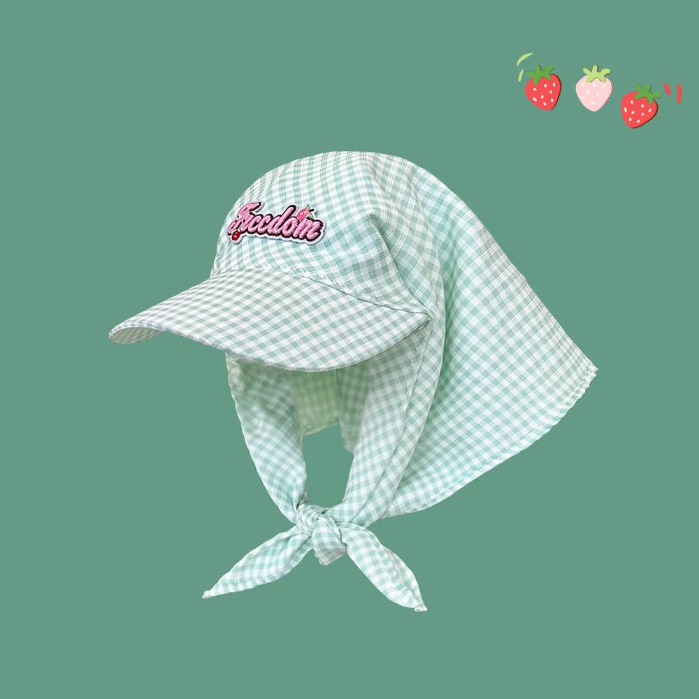 Women's Sunshade Hats Plaid Simple Sweet Personality Fashion Trendy Korean Style Versatile Headwears Outdoor Beach Head Scarfs