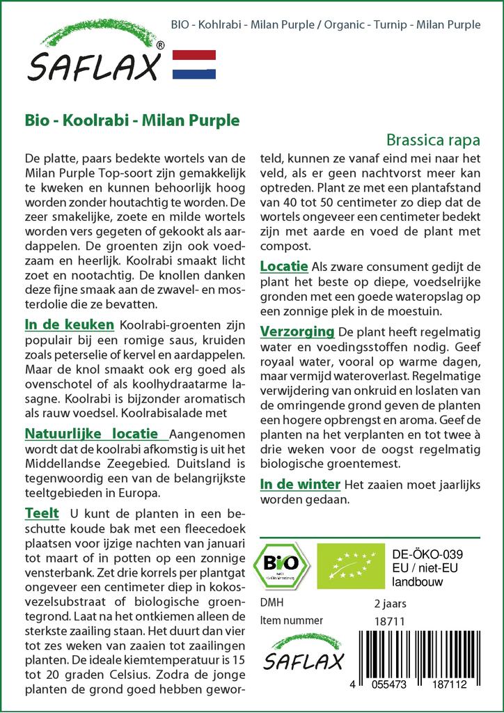 SAFLAX Organic - Turnip - Milan Purple - 600 Seeds - With Potting Substrate for Better Cultivation - Brassica Rapa