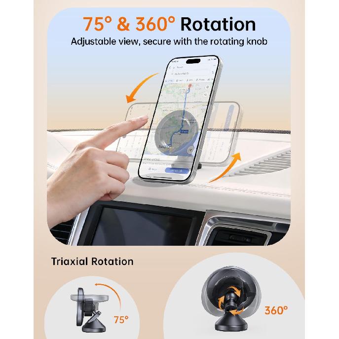 SYNCWIRE MagSafe Car Mount, Magnetic Phone Holder, Space Gray, 1 Pack