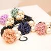 Mode Frauen Faux Perlen Rose Blume Haar Band Seil Scrunchie Pferdeschwanz Halter