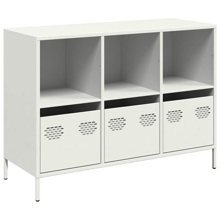 VidaXL Buffet blanc 101,5x39x73,5 cm acier laminé à froid, meuble de rangement, meuble de rangement de cuisine, meuble de 851369