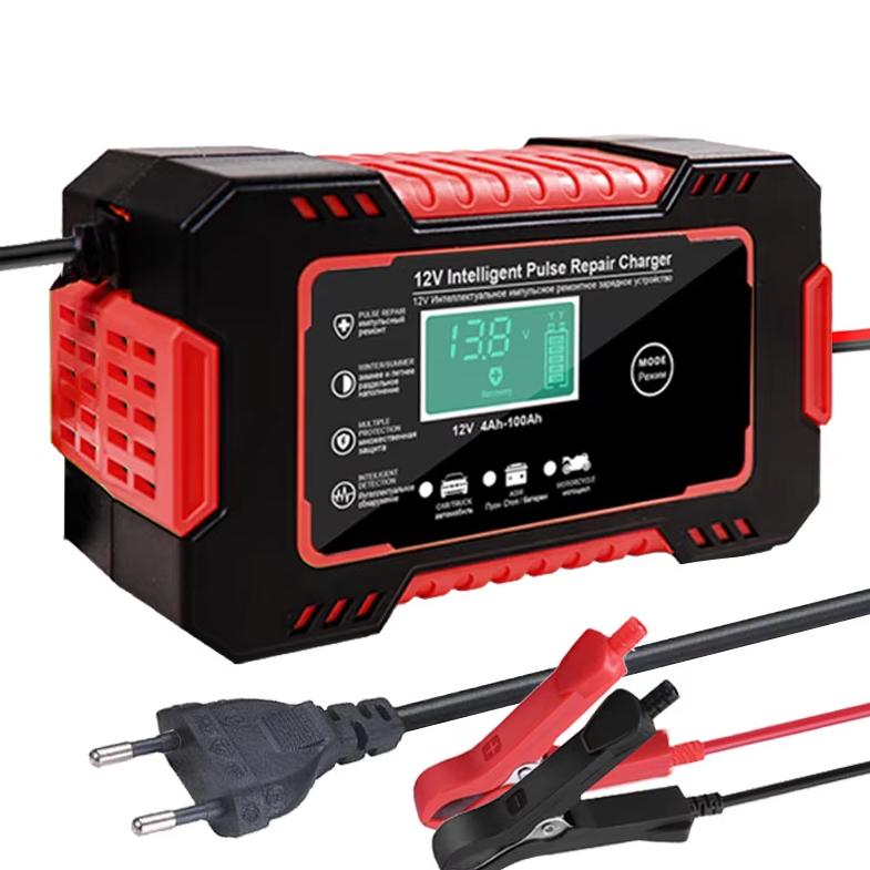 12V 6A Intelligent Car Motorcycle Battery Charger for Auto Moto Lead Acid AGM Gel VRLA Smart Charging 6A 12V Digital LCD Display