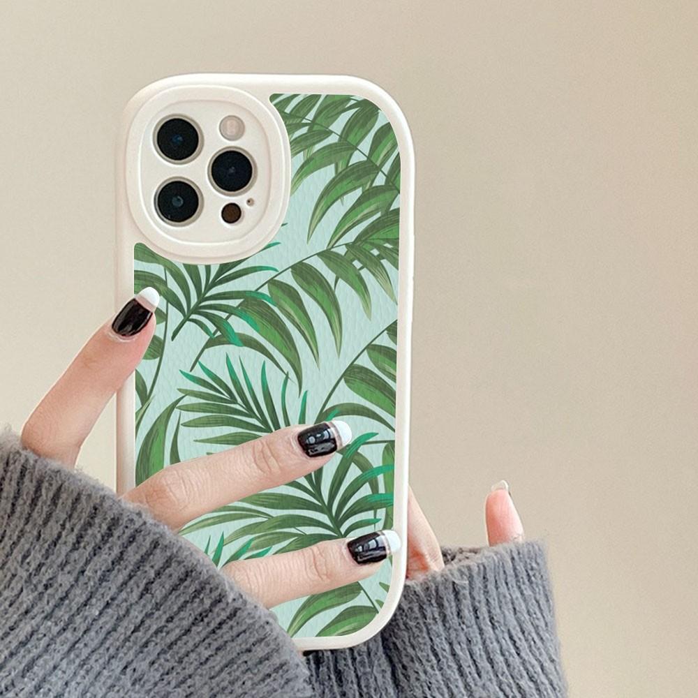 Blad Monstera Grön Telefonfodral Hårt Läder För IPhone 14 13 12 Mini 11 14 Pro Max Xs X Xr 7 8 Plus Fodral