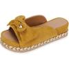 Bowknot Summer Slippers Women's Flat Sandals Thick Sole Beautiful Middle Heel Beautiful Legs Open Front Daily Square Cut Fashion