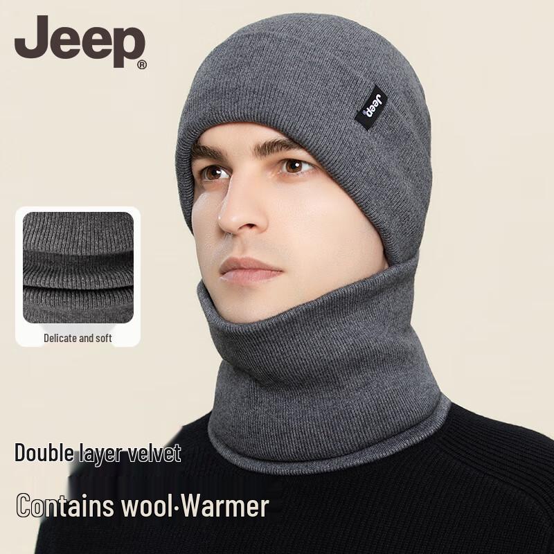 JEEP Winter Fleece-Lined Wool Knit Hat and Winter Gear Set