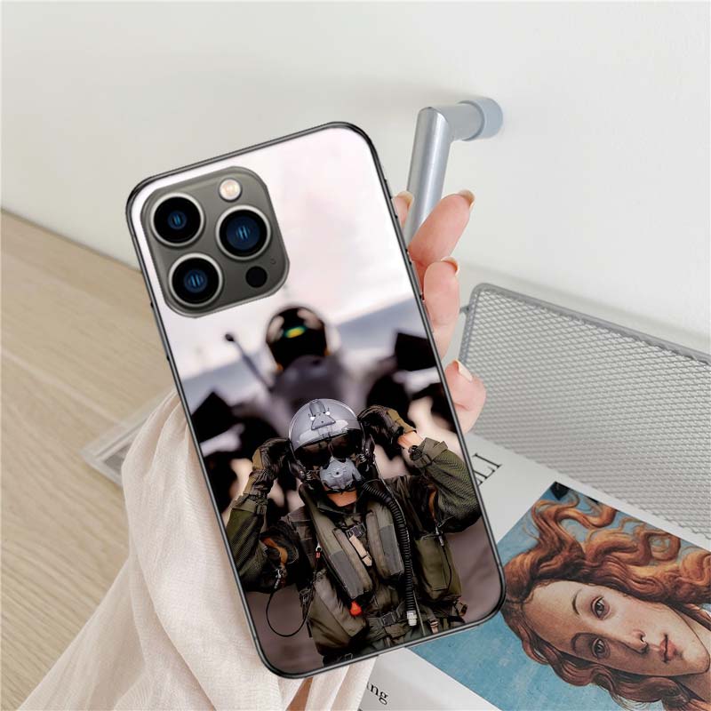 Cool Fighter Pilot Fighter Phone Case For Apple Iphone 16 15+ 17 Pro Max 14 Plus 16E Air 13 12 Mini Clear Cover Silicone C