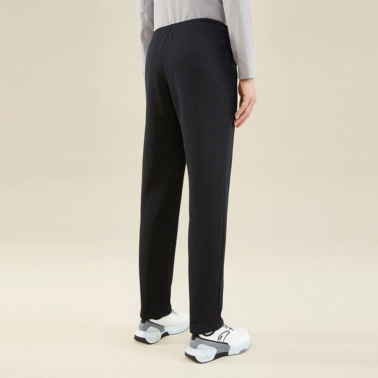 Anta Training Series Solid Color Mid Waist Straight Leg Fleece Casual Pants Men Bottoms Basic-Black 152347309-1
