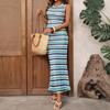 Spring/Summer 2026 Striped Sleeveless Knit Dress: European and American Resort Style Fashion for Women.