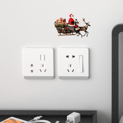 Santa Claus Elk Wall Sticker,DIY Art Decor Holiday Xmas Decor,Removable Switch Decal for