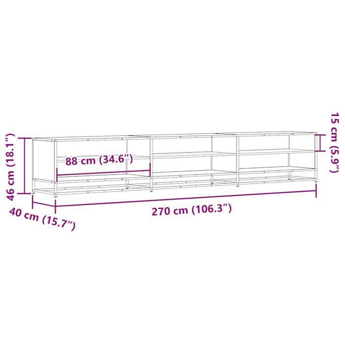 VidaXL Meuble TV chêne sonoma 270x40x46 cm bois d'ingénierie, support TV, buffet TV, meuble multimédia, banc TV, meuble 3300811