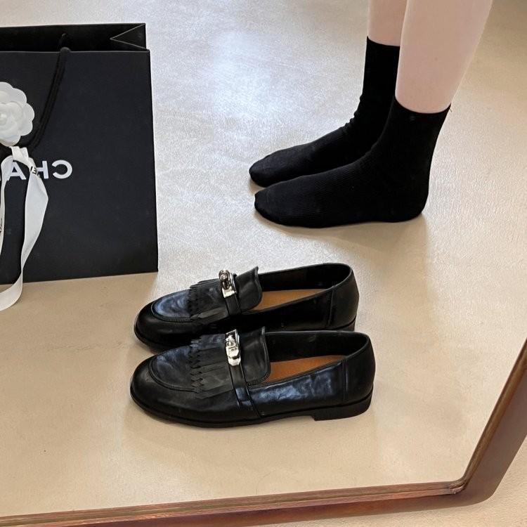 British retro style lazy woman metal buckle one pedal lazy flat bottom casual commuting round head single shoe woman 40 чёрный