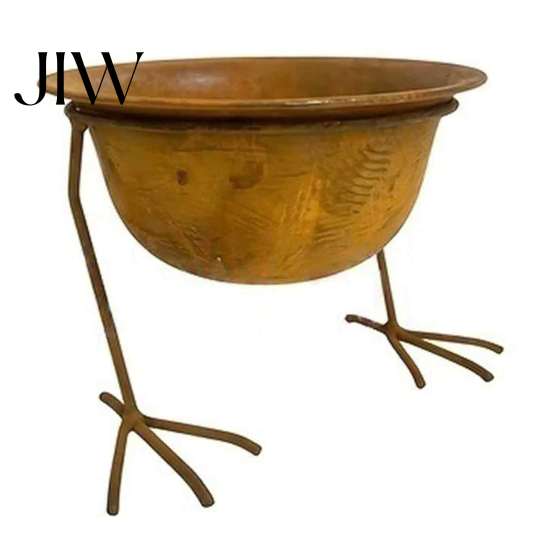 Außenpflanzgefäß Metall Vogelpfote Pflanzschale, Vintage Hühner Entenpfoten Basis Kleine Sukkulenten Skulpturaler Blumenkübel Topf, Rostfreier Blumentopf