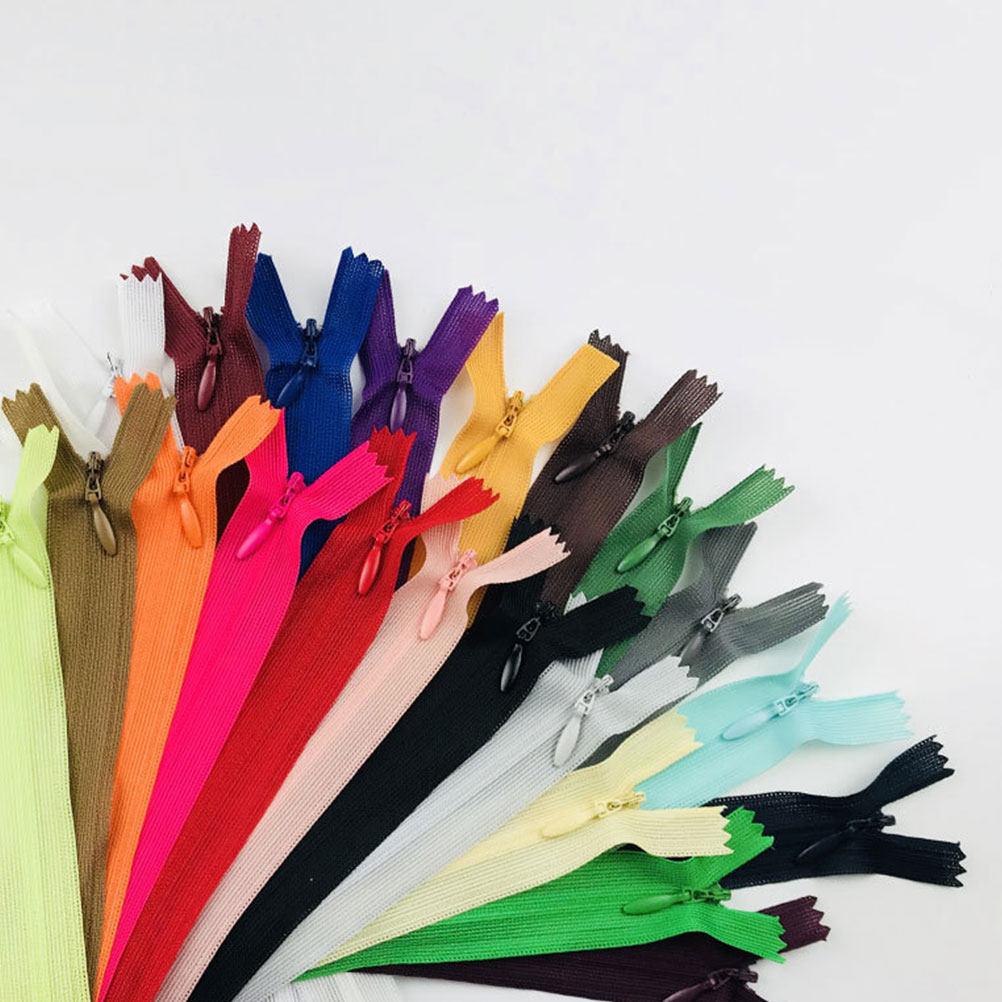 23Pcs 25Cm Conceal Zippers Nylon Closed Zipper Set Mixed Colors Heavy Duty Zinc Alloy Pulls DIY Sewing Costume Decorating Kids