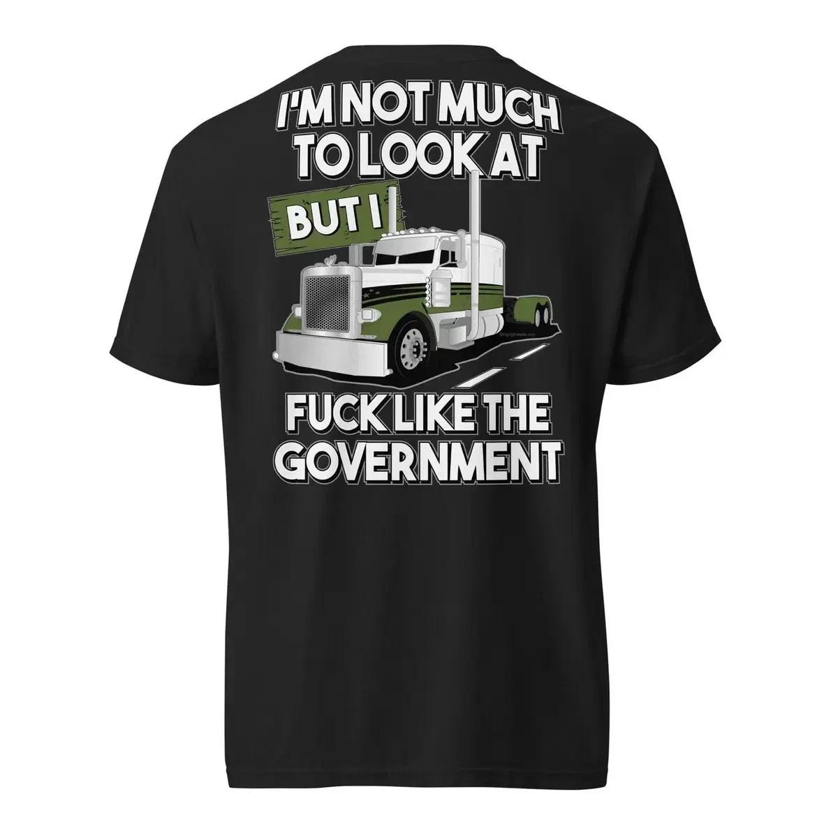 Funny Trucker Government Joke Semi Truck Driver Graphic T-Shirt M