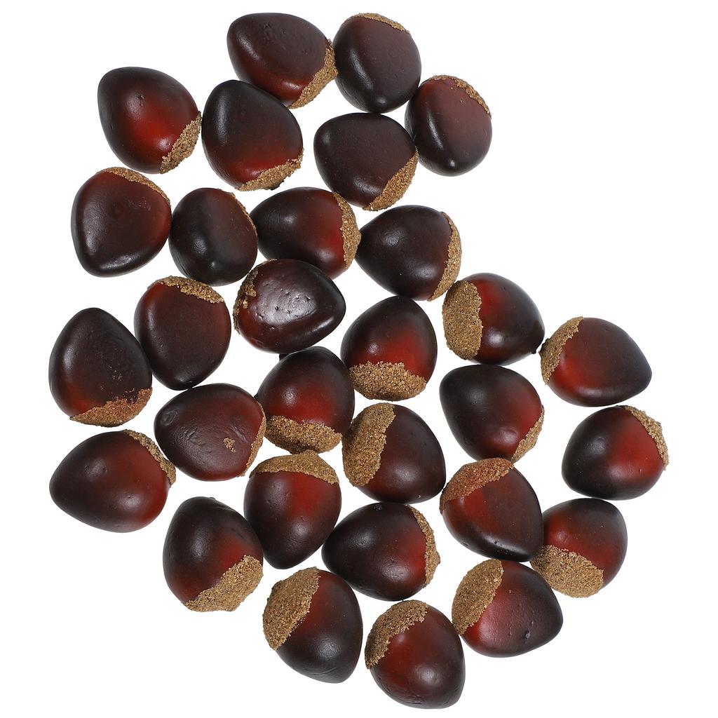 30 Pcs Foam Chestnut Artificial Nuts Decorations Fake Food Prop Nut Model Display Easy Clean Lightweight Portable