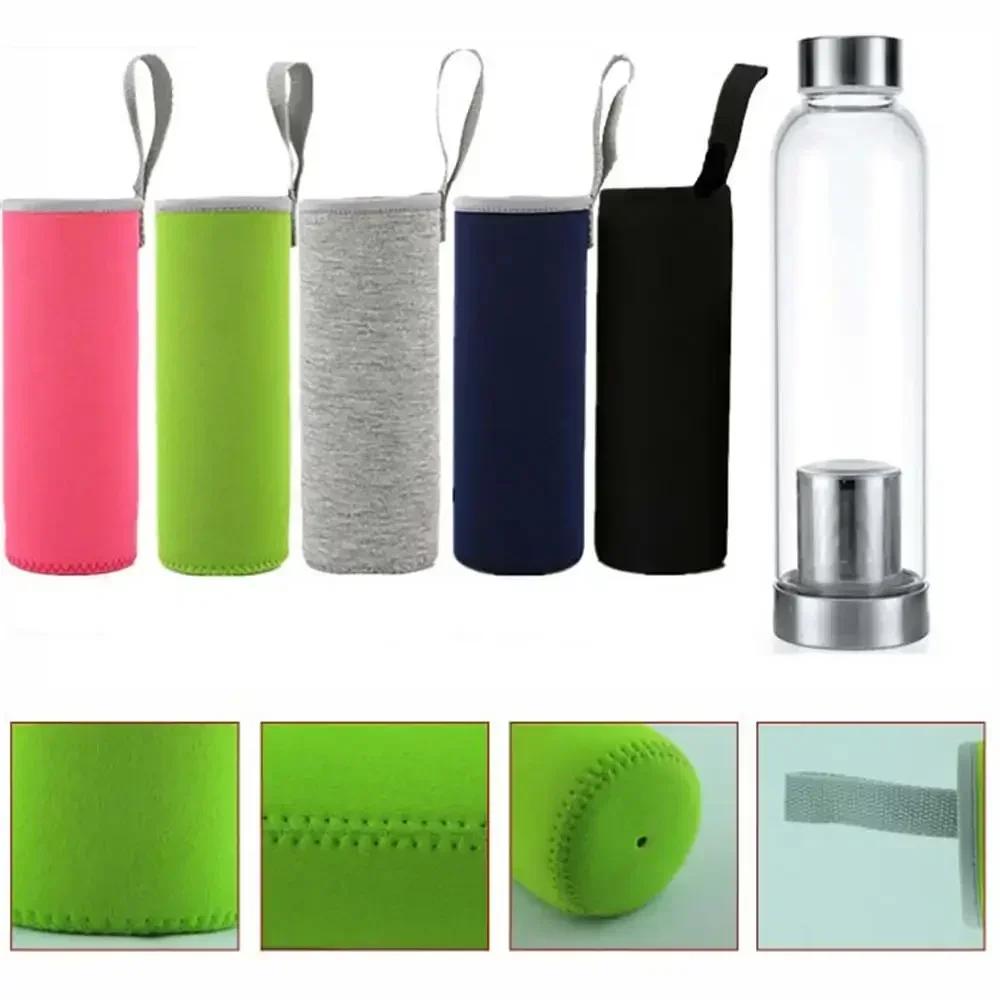 550ml Sports Glass Water Bottle Portable Bicycle Transparent Office Bottle High Temperature Resistant Water Bottle Drinkware