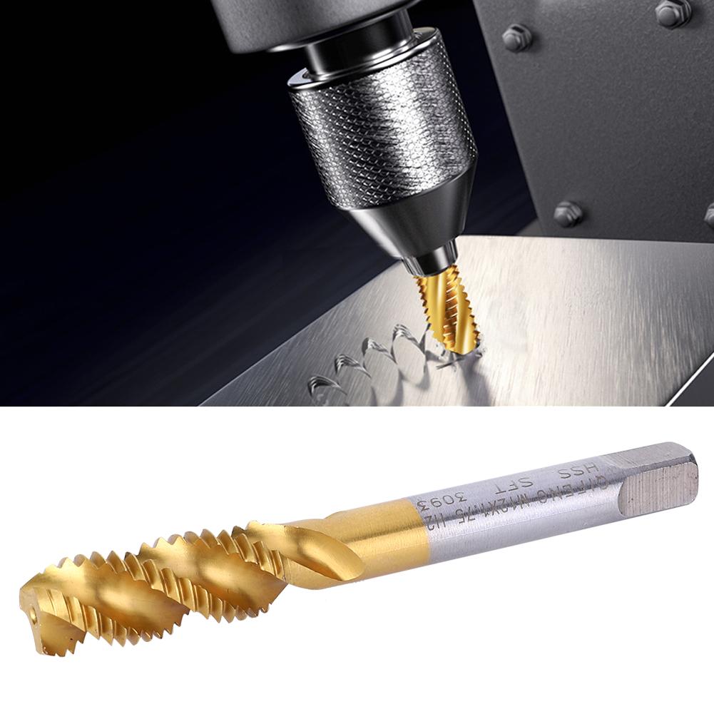 M12x1.75mm Spiral Fluted Tap High Speed Steel Practical Screw Tap Drill Tool