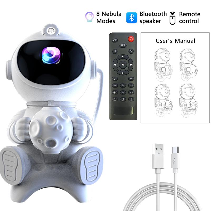 Astronaut LED Night Light Galaxy Star Projector Bluetooth Speaker Remote Control Timer 360° Adjustable Angle for Bedroom Decor